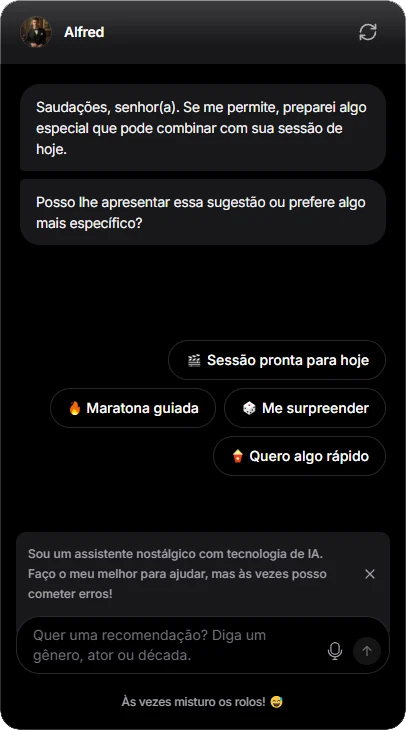 Exemplo de conversa com Alfred